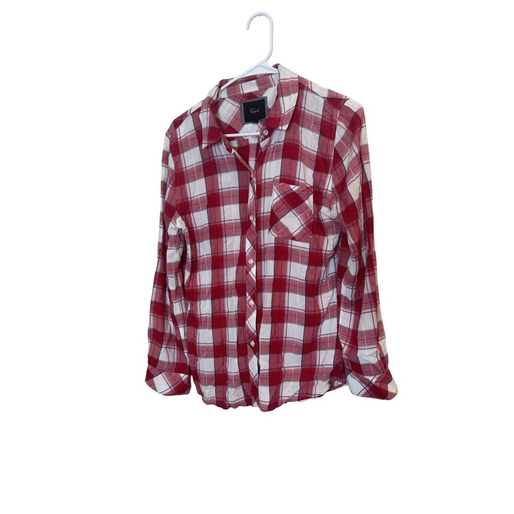 Rails Shirt Womens Small Red Plaid‎ Button Front Long Sleeve Rayon Casual Top